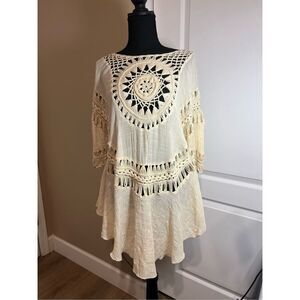 Paradise Crochet Cream boho beach cover-up